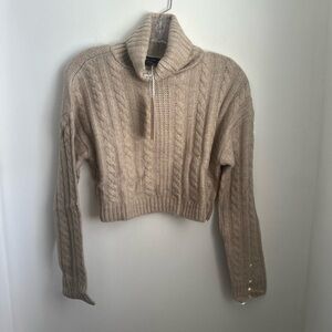 Love Tree Taupe Cable Knit Turtleneck Sweater